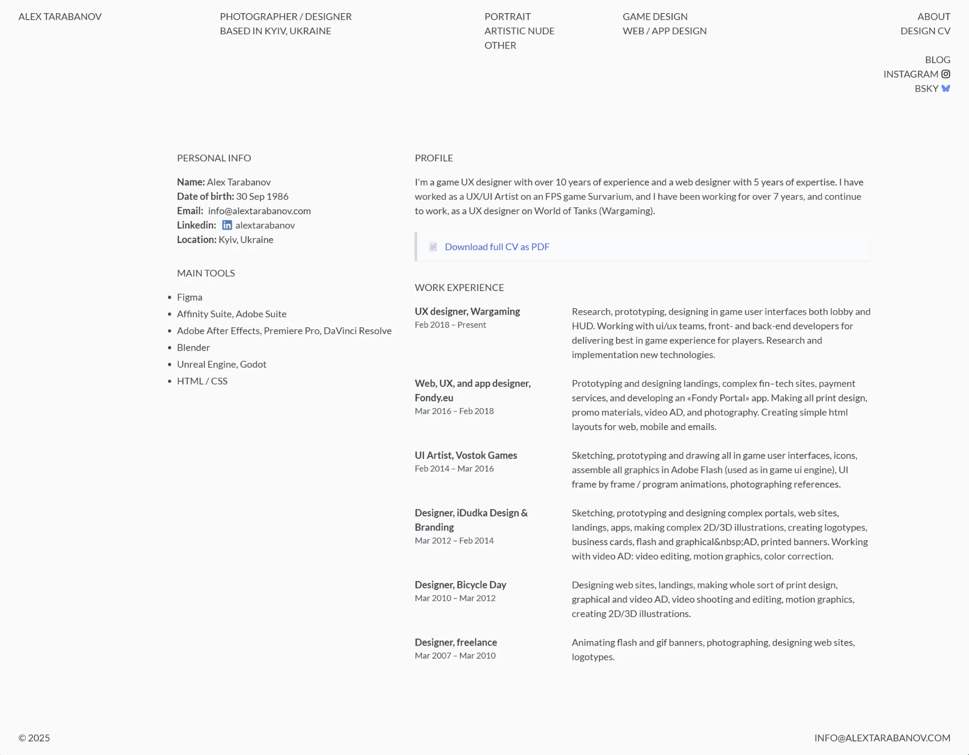 Alextarabanov CV page