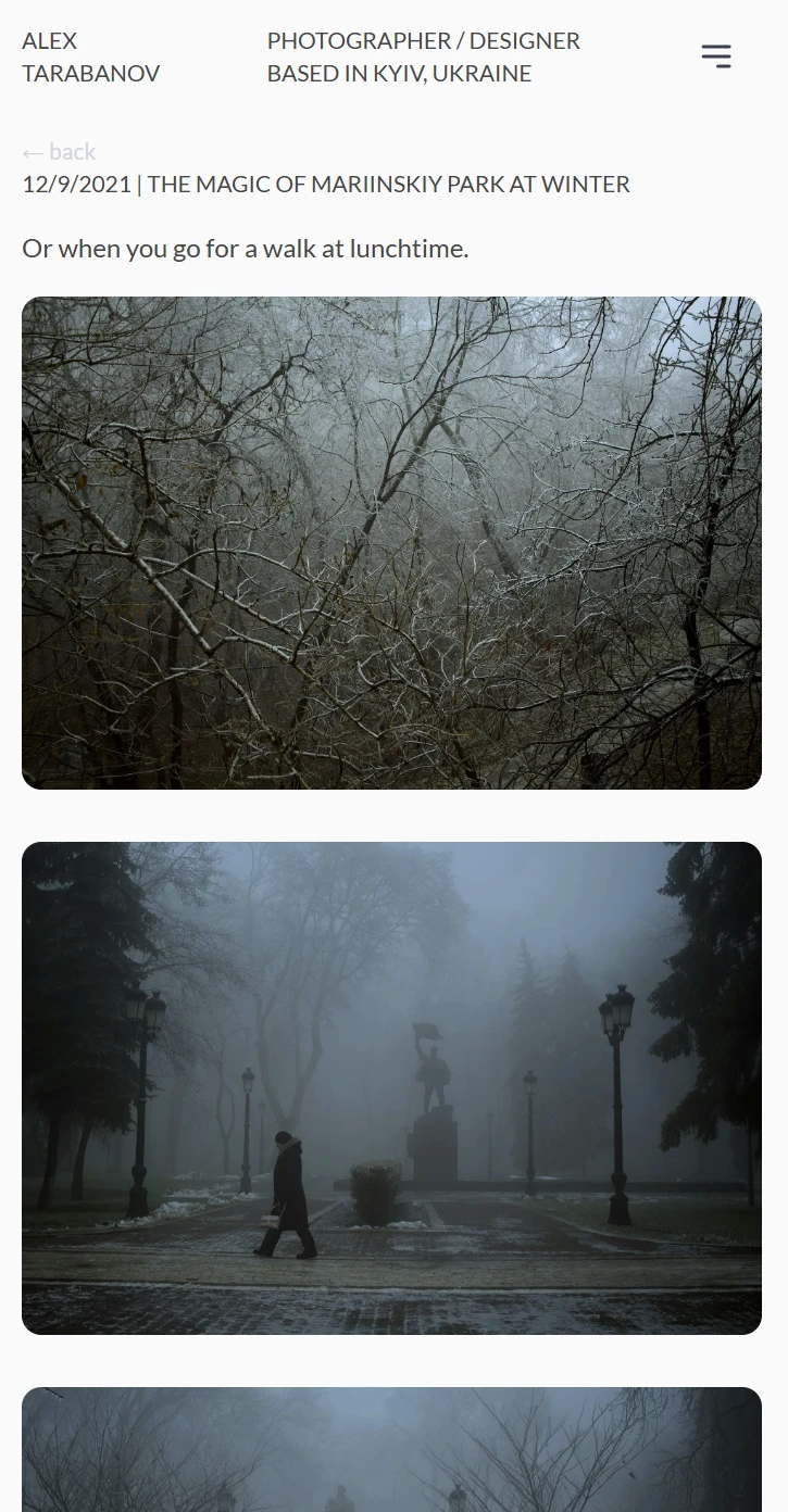 Inner blog layout, mobile first