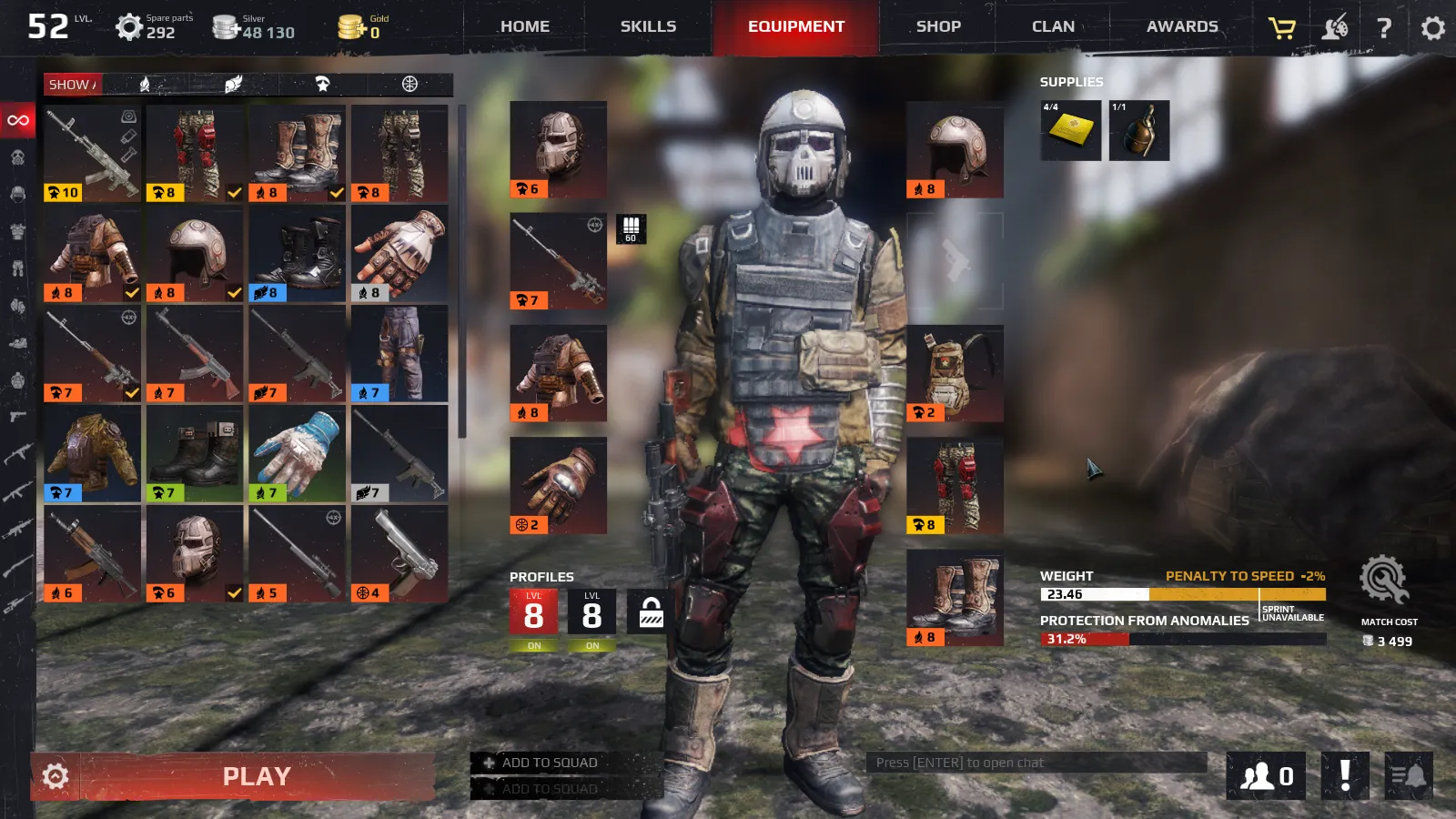 Survarium inventory screen