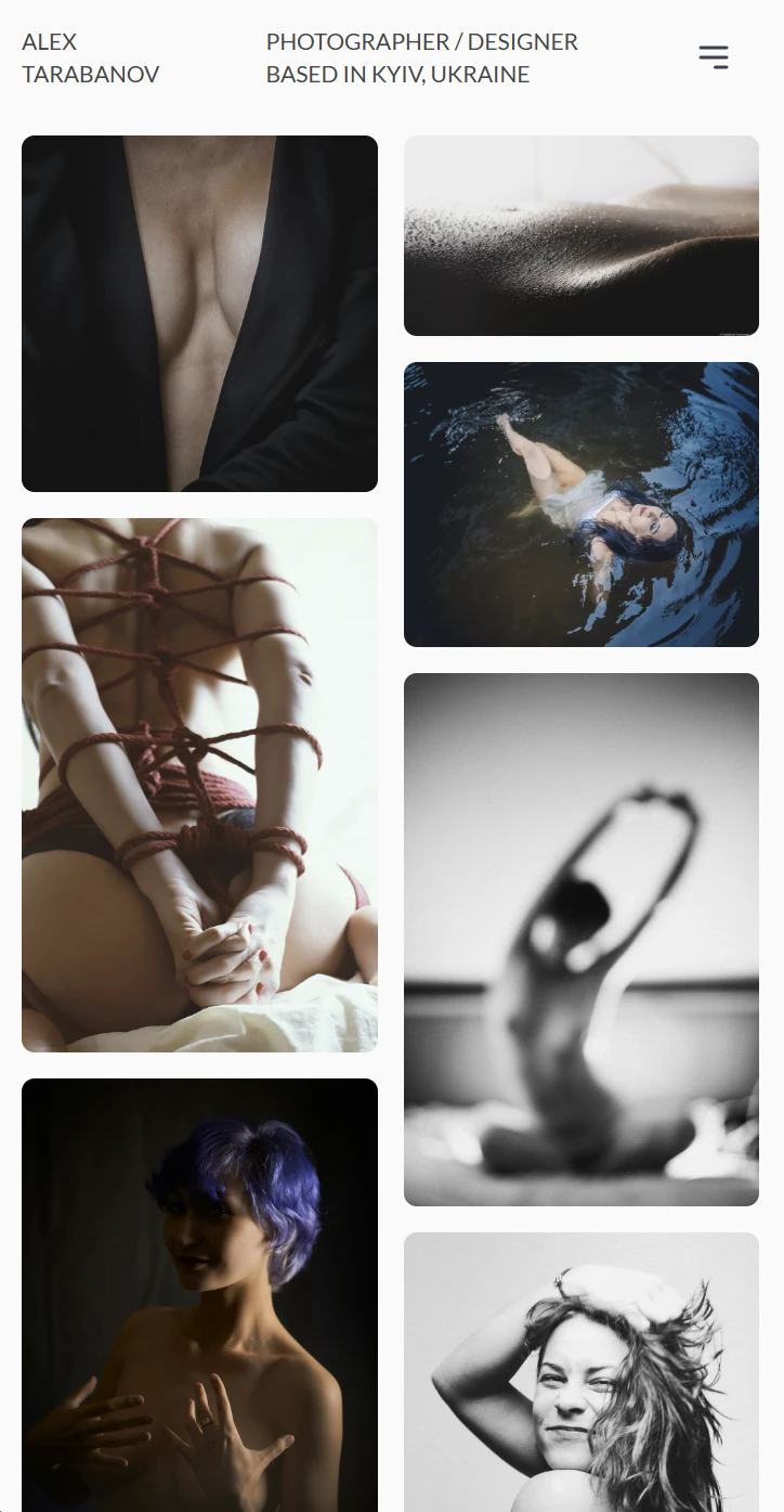 Main page layout, mobile first