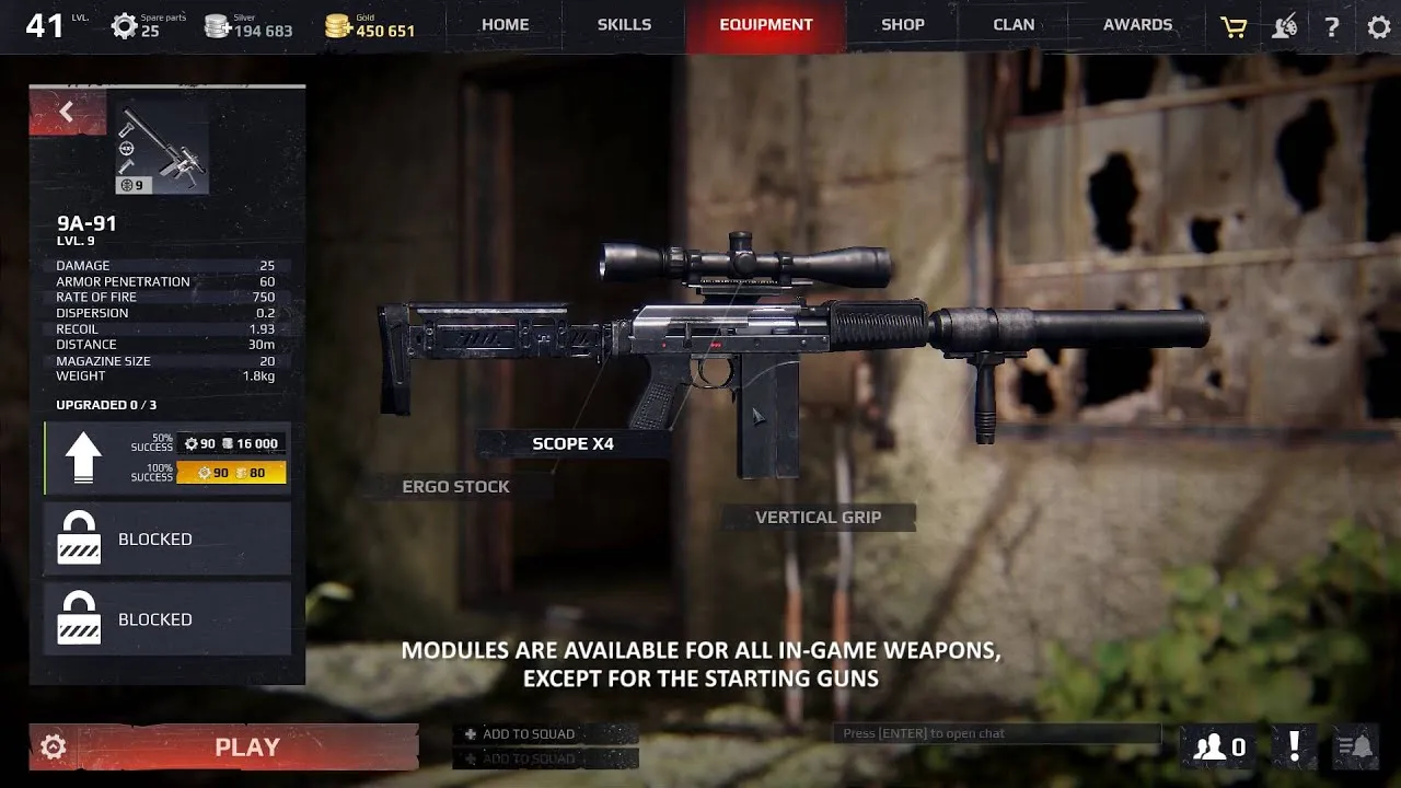 Survarium weapon upgrade screen